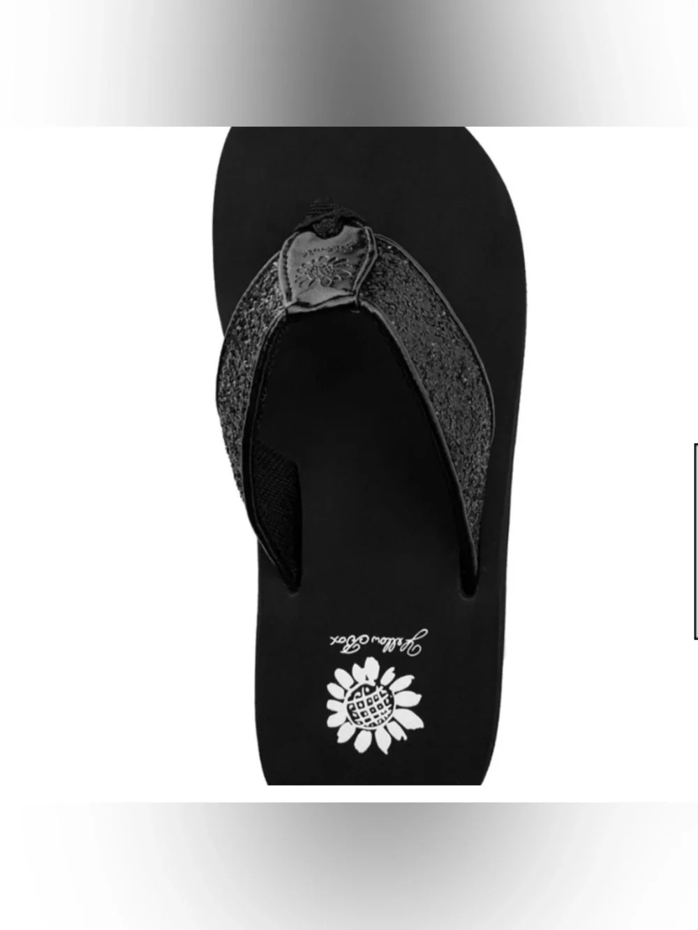 Yellow Box Carolina Black Glitter Platform Flip Flop Sandals Sz 7 NWOT - Picture 2 of 6